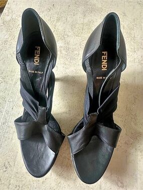 Fendi Black Leather Platform Heels US 9.5